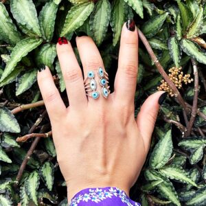 Anillo Ojitos Plata con baño de oro